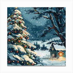 Christmas Tree In The Snow 3 Canvas Print