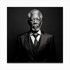 Portrait Black And White Photograph Of Morgan Freeman Canvas Print