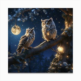 Owls At Night Canvas Print