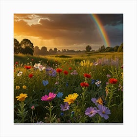 Rainbow In The Meadow 1 Canvas Print