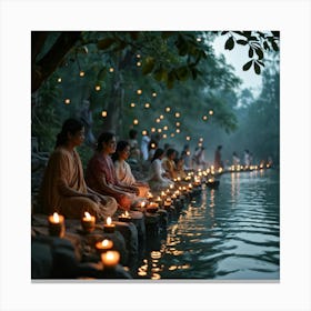 A Spiritual Light Festival Imbued With The Essence Of Faith Glow Of Sacred Lanterns Adorning An Anc (4) Canvas Print