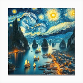 Starry Night In Ha Long Bay V4 Canvas Print