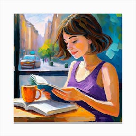 Bella and books Canvas Print