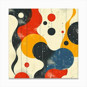 Abstract Art With Colorful Shapes Curves And Hanging Circles On A Textured Background Canvas Print