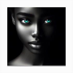 Beautiful Black Woman With Green Eyes Canvas Print