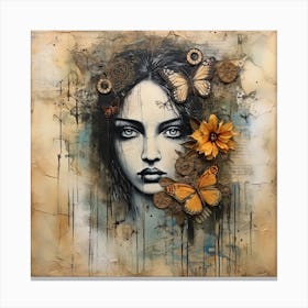 'The Girl With Butterflies' Canvas Print