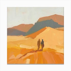 Two People Walking In The Desert Canvas Print