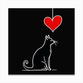 Cat With Heart Canvas Print