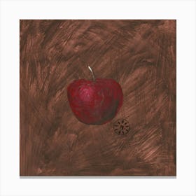 Apple - square hand painted minimal brown red still life kitchen Anton Maliar Canvas Print