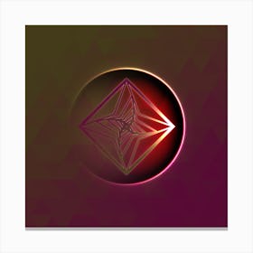 Geometric Neon Glyph on Jewel Tone Triangle Pattern 167 Canvas Print