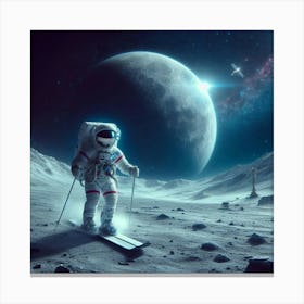 Astronaut On The Moon Canvas Print