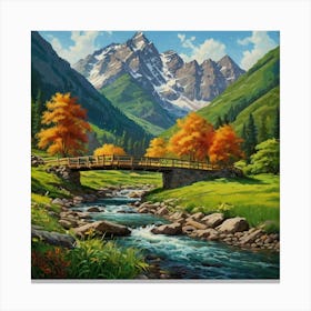 Bridge In The Mountains 2 Canvas Print