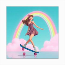 Girl Skateboarding Canvas Print