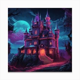 Dreamshaper V7 Haunted Castle Neon Extreme Detail Vivid Intri 0 Canvas Print