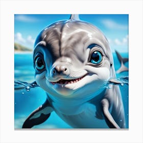 Dolphin In The Ocean 1 Canvas Print