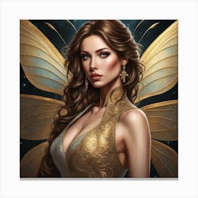Dragon Fly Golden Fairy Canvas Print