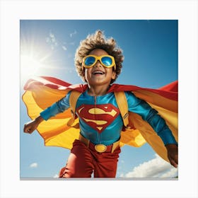 A Dynamic Superhero Costume Clad Business Leader Soaring Through A Bright Summer Sky Their Cape Rip (1) Canvas Print