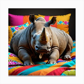 Rhino On The Bed Canvas Print