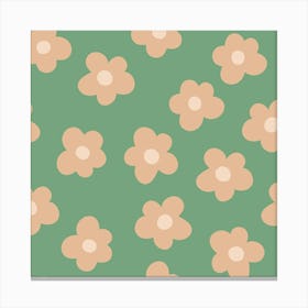 Ditsy flowers on green Canvas Print