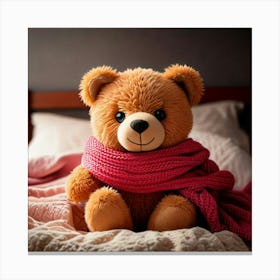 Firefly Cute, Little, Bear, Bed, Fluffy, Scarf, Close Up, Adorable, Cozy, Warm, Soft, Endearing, Cud (2) Canvas Print