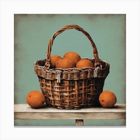 Oranges In A Basket Canvas Print