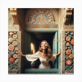 Beautiful Woman In A Doorway26 Canvas Print