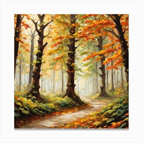 Forest In Autumn In Minimalist Style Square Composition 10 Canvas Print