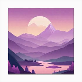 Misty mountains background in purple tone 124 Canvas Print