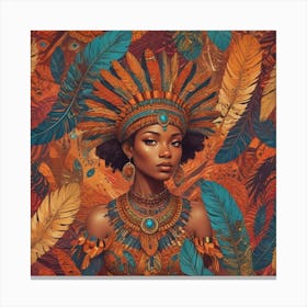 African Woman With Feathers 1 Canvas Print