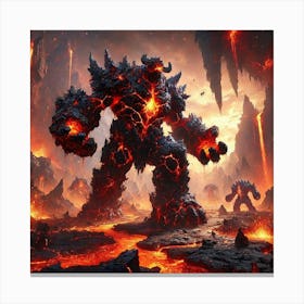 A Scene Featuring The Magma Behemoths Of The Abyss Canvas Print