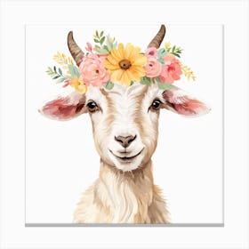 Floral Baby Goat Nursery Illustration (5) Canvas Print