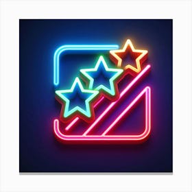 Neon Sign With Stars Canvas Print