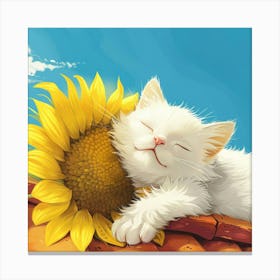 Cat Sleeping On The Roof Canvas Print