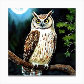 Owl In The Moonlight Canvas Print