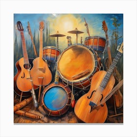 Guitars And Drums Canvas Print