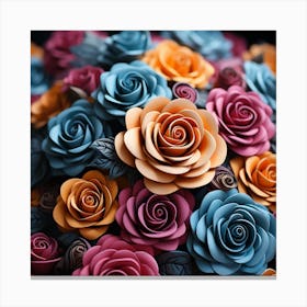 Paper Roses Bouquet Canvas Print