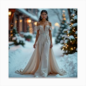 Winter Wedding Dress 1 Canvas Print