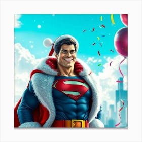 Flux Schnell A Jovial Superman Donning A Crimson Santalike Cos 0 Canvas Print