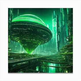 Futuristic City Green IV Canvas Print