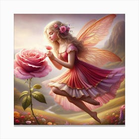 The Fairy And The Rose Canvas Print