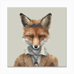Watercolour British Fox Vixen Canvas Print