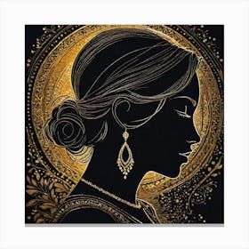 Portrait Of A Woman In Gold 1 Canvas Print