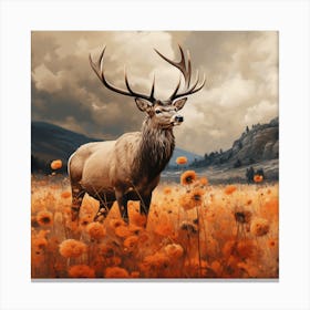 Elk In The Field 2 Canvas Print