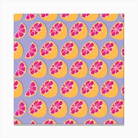 Grapefruit Pattern On Pastel Purple Square Canvas Print