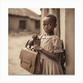Little Girl With A Bag Canvas Print