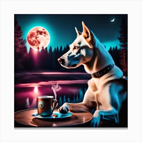 Dog At Night 1 Canvas Print