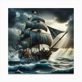 Pirate Ship In The Sea Canvas Print