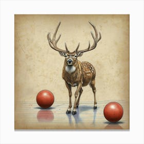 Deer With Red Balls Canvas Print