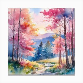 Watercolor Of Autumn Trees 1 Canvas Print