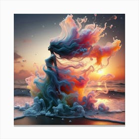 Girl In The Ocean 1 Canvas Print